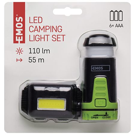 Set lampa frontala si lanterna camping COB LED Emos, 3 x AAA