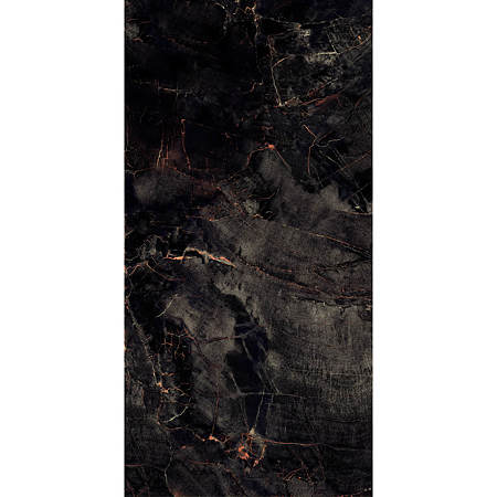 Gresie interior/exterior portelanata glazurata Fossil Agate, negru, lucios, 9 mm, 80 x 160 cm