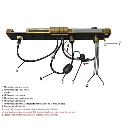 Chiuveta bucatarie multifunctionala smart BadenMob, 1 cuva, inox auriu, afisaj digital, doua cascade, spalator pahare, dozator detergent, baterie extensibila cu 3 functii, tocator, tava si sita inclusa, antizgarieturi, sistem preaplin, 75 x 45 x 22 cm