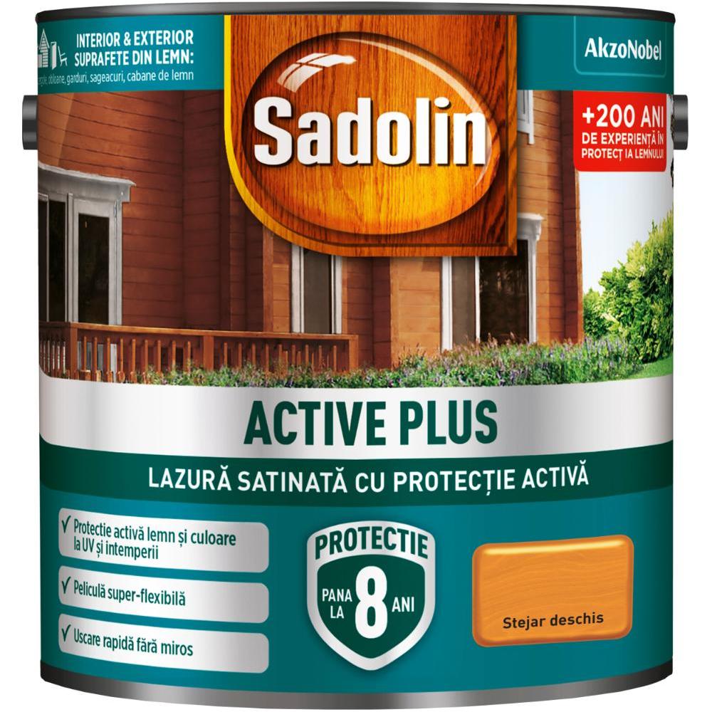 Lazura satinata pentru protectia lemnului Sadolin Active Plus WB, stejar deschis, interior/exterior, 5 l