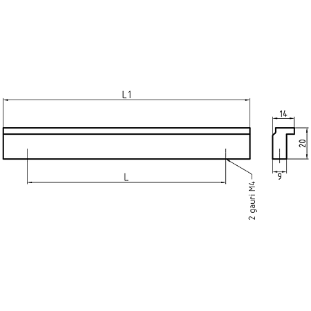 Maner AA608 192 mm, aluminiu mat