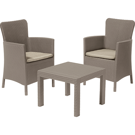 Set mobilier de gradina/balcon, 3 piese, Keter Salvador, plastic, 2 scaune 62 x 60 x 89 cm, masa 59 x 59 x 43 cm, gri cappuccino