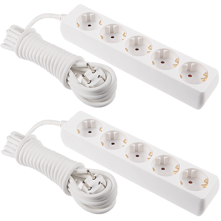 Prelungitor cu 5 prize Schuko, cablu 3 x 1 mm si lungime de 3 m, protectie copii, alb