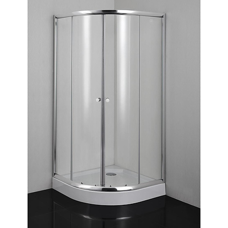 Cabina dus Sanotechnik QC 4080C, aluminiu, sticla 0.4 cm, semirotunda, 80 x 80 x 190 cm