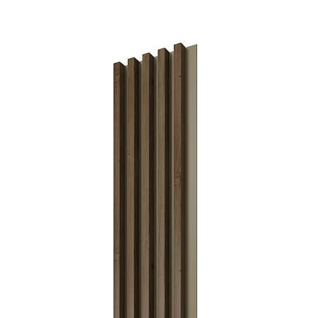 Panou decorativ Linea Comfort, 5 lamele, decor pin tobaco, maro si gri, suport placaj casmir, interior, 265 x 24,6 x 3 cm
