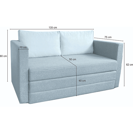 Canapea extensibila 2 locuri Young Twist Silver, tapiterie stofa, 2 perne, 135 x 62-80 x 75 cm Canapea extensibila 2 locuri Young Twist Silver, tapiterie stofa, 2 perne, 135 x 62-80 x 75 cm
