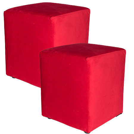 Taburet Cube tapiterie stofa rosu N9 45x37x37 cm