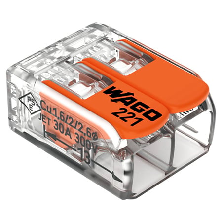Conector imbinare cu parghii Wago Push Wire 221-413, pentru conductori unifilari, 2 x 6 mmp, 32 A, transparent, 10 bucati