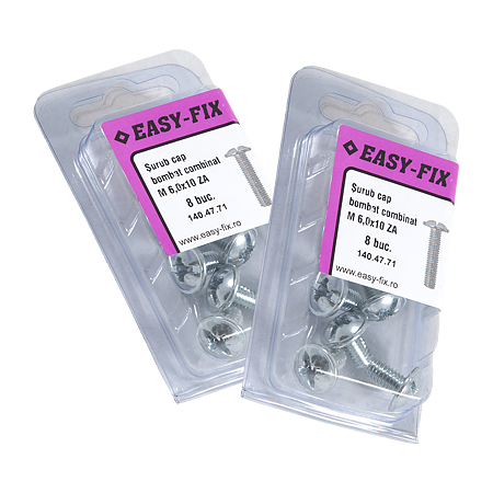 Surub cu cap bombat, otel zincat, M6 x 10 mm, 8 BUC Surub cu cap bombat, otel zincat, M6 x 10 mm, 8 BUC