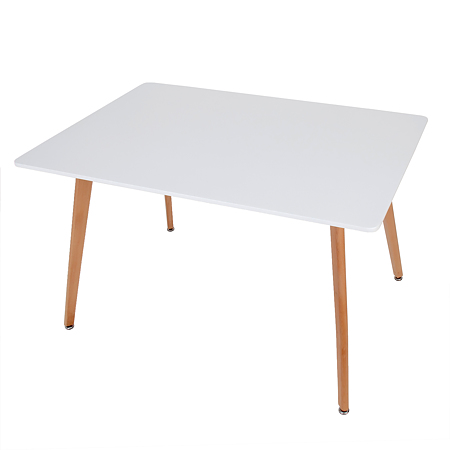 Masa living Celia, blat din MDF vopsit, picioare lemn de fag, alb, 120 x 80 cm