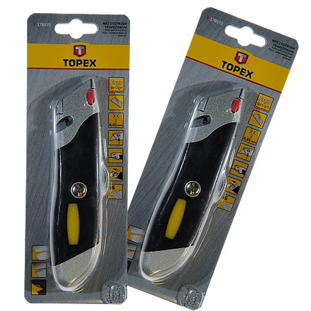 Cutter cu lama trapezoidala,  Topex 17B173 +  6 rezerve 