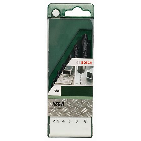 Set 6 burghie Bosch HSS-R DIN 338, mandrina standard, pentru metal, 2-8 mm