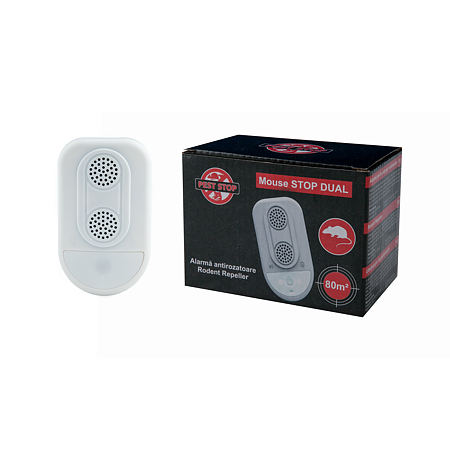Dispozitiv antirozatoare PEST STOP MOUSE STOP, cu ultrasunete, alimentare la retea, alb, 12 x 75 x 90 mm 