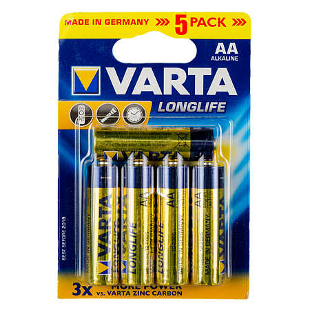Baterii Varta Longlife, alcaline, AA, 4 buc + 1 gratis
