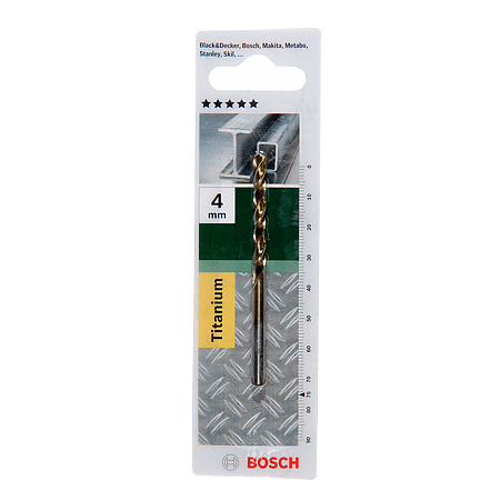 Burghiu Bosch HSS-TiN DIN 338, mandrina standard, pentru metal, 4 mm