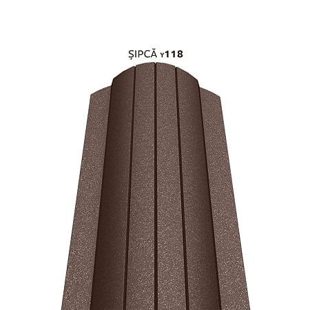 Sipca metalica gard Caretta Vertical Y118, maro RAL 8017, finisaj mat Duo, 0.5 mm, 118 x 1500 mm