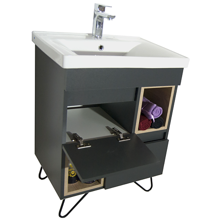 Set Mobilier Seria 760 Badenmob, masca, lavoar, oglinda, antracit, 600 mm Set Mobilier Seria 760 Badenmob, masca, lavoar, oglinda, antracit, 600 mm