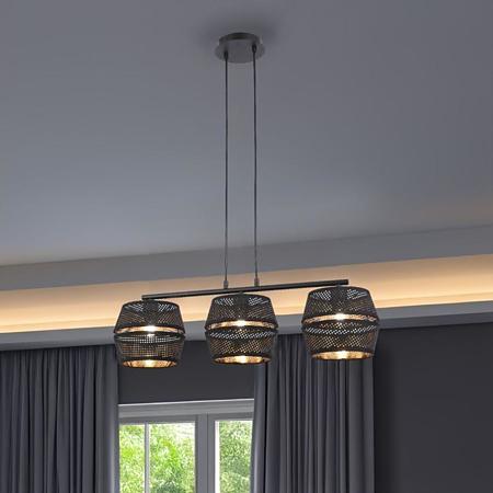 Suspensie Klausen Freya SP3, KL113021, 3 x E27, negru-auriu