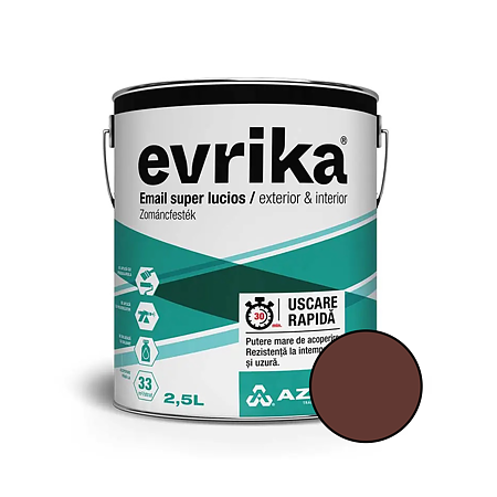 Email alchidic Evrika S5002, pentru metal/lemn/zidarie, interior/exterior, maro RAL 8015, 2.5 l