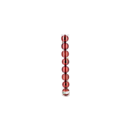 Set 8 globuri decorative de Craciun, plastic, rosu, 6 cm