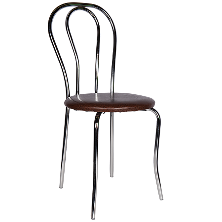 Scaun bucatarie tapitat maro IP15611 Depozitul de scaune Tulipan, tapiterie piele ecologica, cadru metal argintiu, max. 100 kg, 40 x 48 x 89 cm