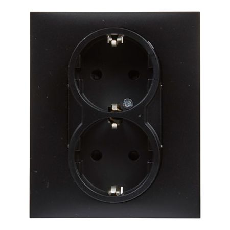 Priza dubla 2P+T New Suno, Legrand 721426, 16 A, negru
