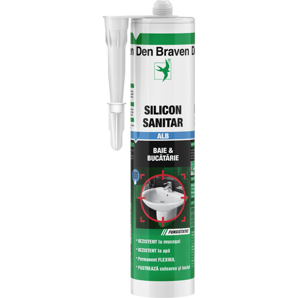 Silicon sanitar, transparent, Den Braven, interior, 280 ml