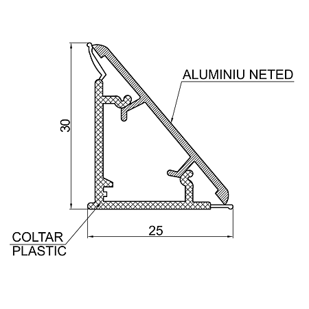 Profil inaltator pentru blat 50S, aluminiu neted, 4 m Profil inaltator pentru blat 50S, aluminiu neted, 4 m