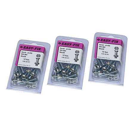 Suruburi cu piulite, otel, M4 x 20 mm, 12 BUC