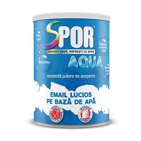 Email lucios Spor Aqua, pentru lemn/metal, interior/exterior, pe baza de apa, maro, 0.7 l