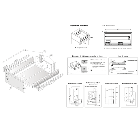 Sistem sertar H=200 mm TEKO Gri-Metal 450 mm