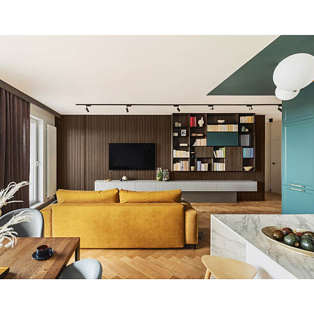 Panou decorativ Linea Acustic, 6 lamele, MDF, maro, interior, 265 x 24.5 x 2.2 cm