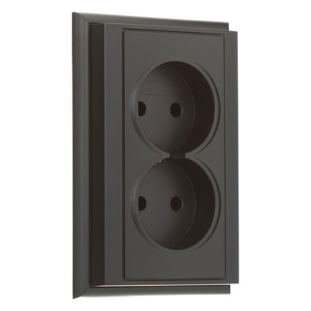 Priza dubla Luna, interior, negru mat