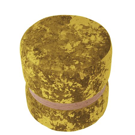 Taburet Ring, inel stejar, catifea galben E51, rotund, 38 x 38 x 40 cm