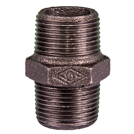 Niplu, fonta, negru, 3/4 inch