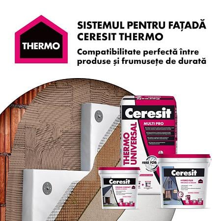 Tencuiala decorativa cu silicon Ceresit Hydro Flex, aspect praf de piatra, granulatie 1.5 mm, interior/exterior, Yucatan5, 25 kg