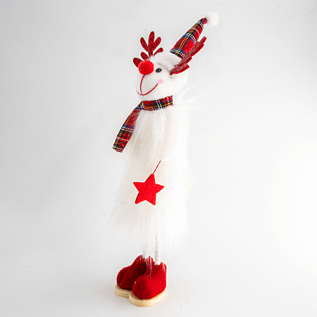 Decoratiune iarna ren, alb, 30 cm