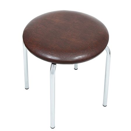 Taburet Sofia din imitatie piele maro, 45 x 45 x 46 cm