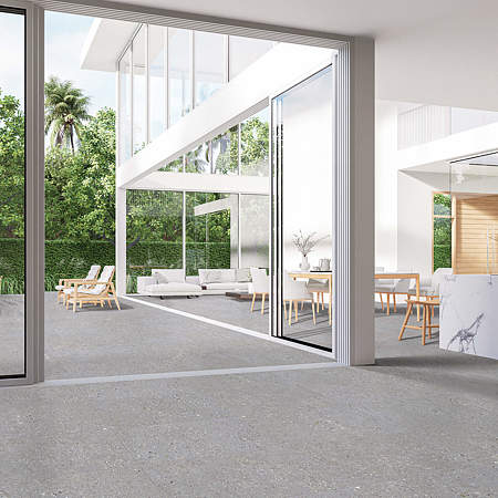 Gresie interior/exterior portelanata Breccia, gri, mat, aspect beton, clasa aderenta R10, PEI 4, 9 mm, 60 x 30 cm