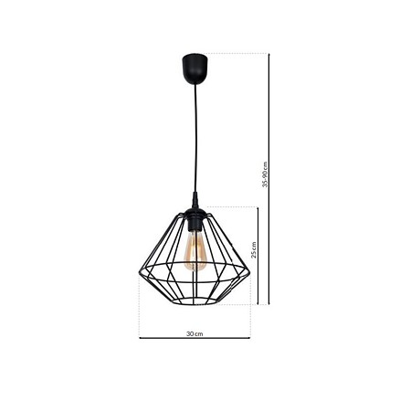 Suspensie Colin, 1xE27, 60 W, metal, negru