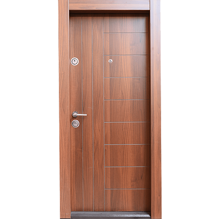 Usa metalica pentru exterior Arta Door 309,  MDF laminat, deschidere dreapta, culoare nuc, 880 x 2010 mm