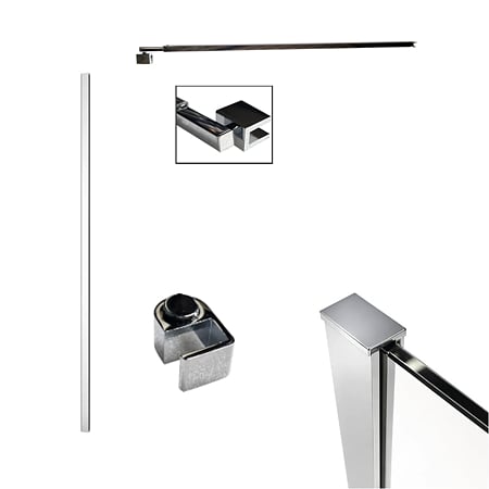 Kit instalare perete fix dus / walk in Sanotechnik D9000, finisaj crom, reglabil 70 – 120 x 200 cm 