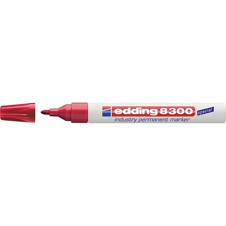 Marker permanent Edding 8300, industrial, corp metalic, varf rotund 1,5-3 mm, rosu