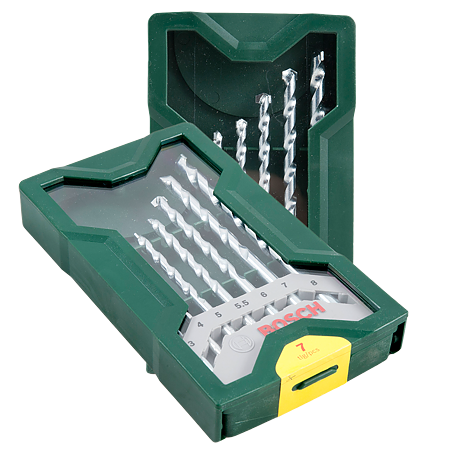 Set 7 burghie Bosch Mini-X-Line, mandrina standard, pentru piatra, 3 - 8 mm