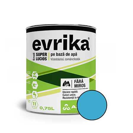 Email acrilic Evrika S8528, pentru lemn interior/exterior, baza de apa, albastru, 0.75 L