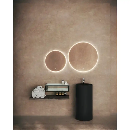 Oglinda baie Savini Due Linea, iluminare LED, buton touch, 60 cm diametru