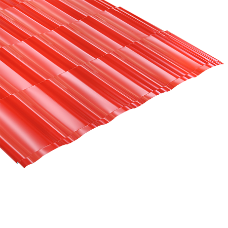 Tigla metalica Durako Riva, rosu, RAL 3011, lucios, grosime 0,45 mm, 2,845 x 1,180 m