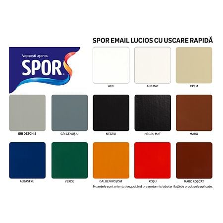 Email ultralucios Spor, pentru metal, interior/exterior, pe baza de rasini alchidice, negru, 2.5 l