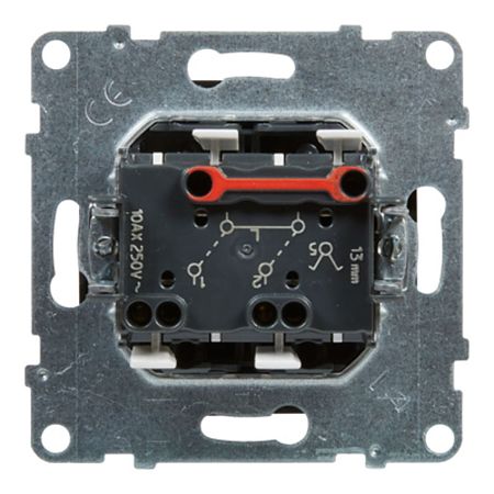 Intrerupator dublu Legrand, New Suno, L721405, IP44, montaj incastrat, negru, 72.9 x 72.9 x 40 mm