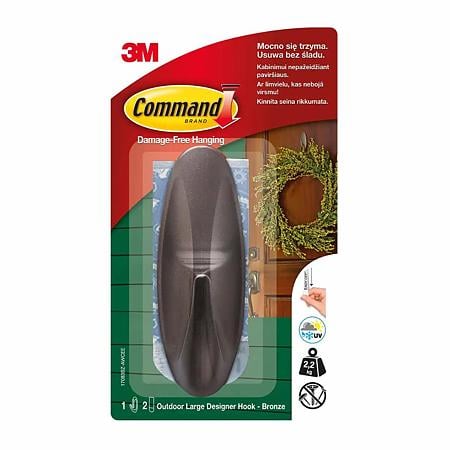 Carlig exterior 3M Command, PVC, negru bronz, 2.2 kg